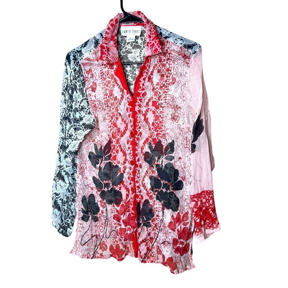 David Dart Women's 100% Silk Button Up Blouse/Shirt Size M‎